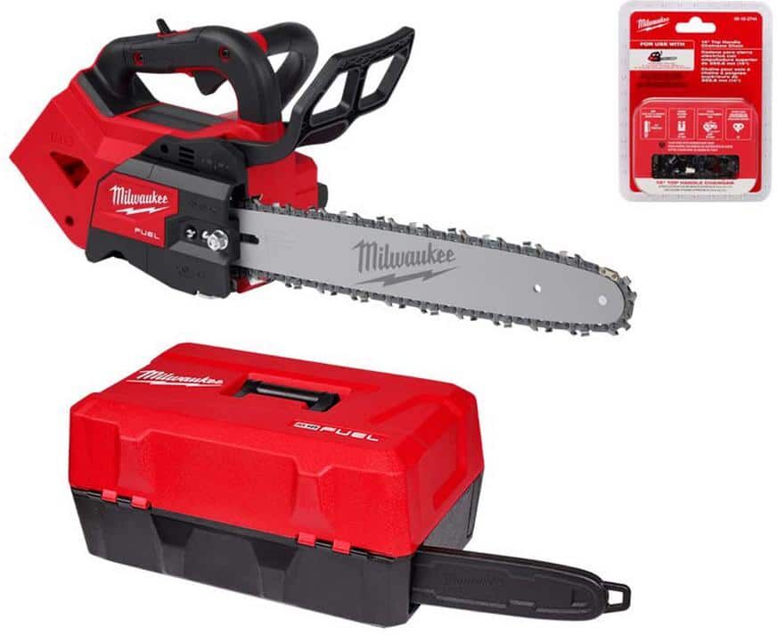 Milwaukee M18 FUEL 14 in. Top Handle 18V Lithium-Ion Brushless Cordless Chainsaw w/14 in. Top Handle Chainsaw Chain, & Case