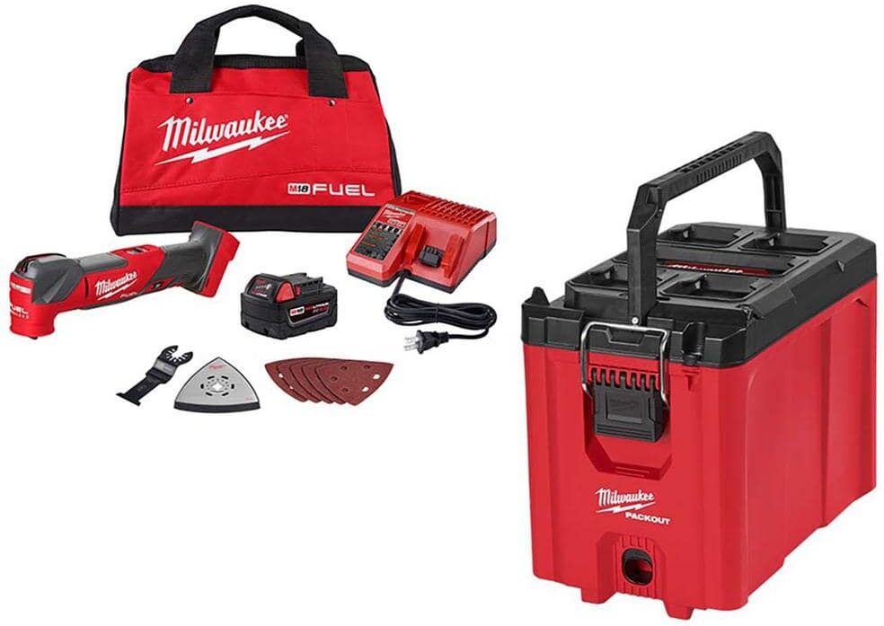 Milwaukee M18 FUEL 18V Lithium-Ion Cordless Brushless Oscillating Multi-Tool Kit and PACKOUT Tool Box