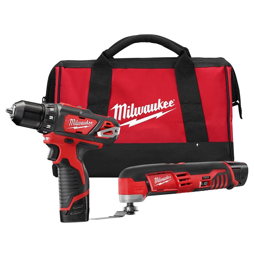 Milwaukee M12 12V Lithium-Ion Cordless Drill Driver/Multi-Tool Combo Kit (2-Tool) with (2) 1.5 Ah Battery and Tool Bag
