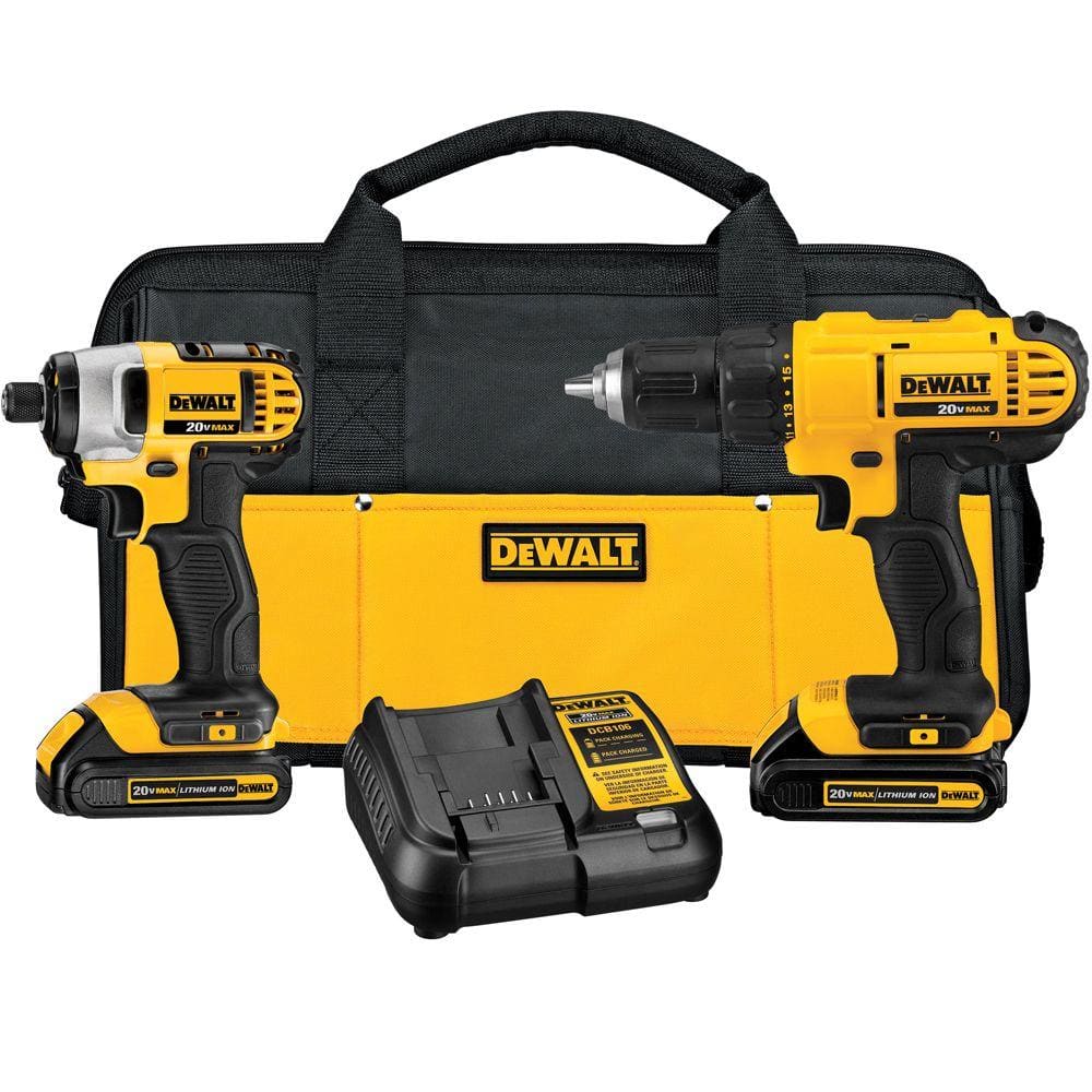 DeWalt 20V MAX Cordless Drill/Impact 2 Tool Combo Kit with (2) 20V 1.3Ah Batteries, Charger, and Bag