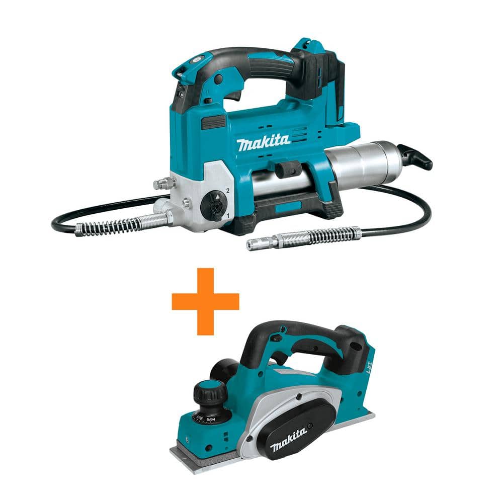Makita 18V LXT Lithium-Ion Grease Gun (Tool Only) with 18V LXT Lithium-Ion 3-1/4 in. Cordless Planer (Tool-Only)
