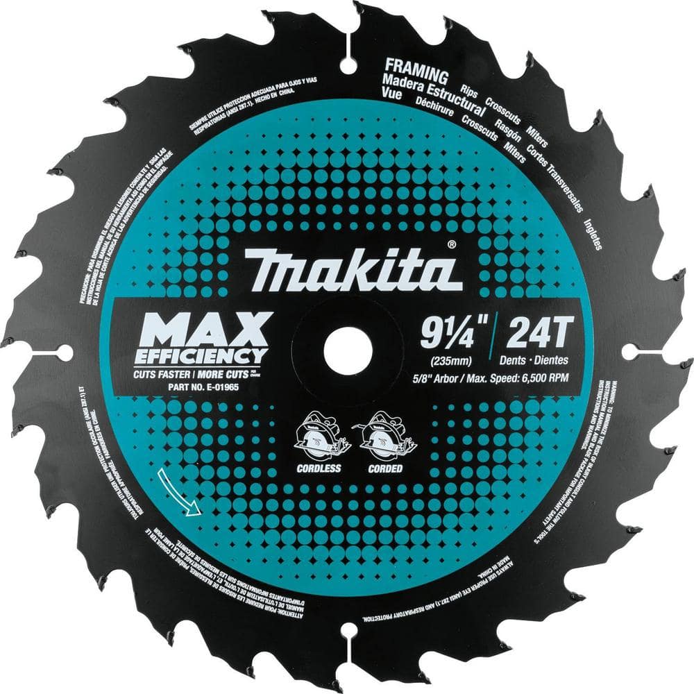 Makita 9-1/4 in. 24T Carbide-Tipped Max Efficiency Ultra-Thin Kerf Circular Saw Blade, Framing