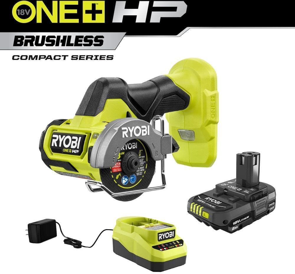 RYOBI ONE+ HP 18V Brushless Cordless Compact Cut-Off Tool with 2.0 Ah Battery and Charger