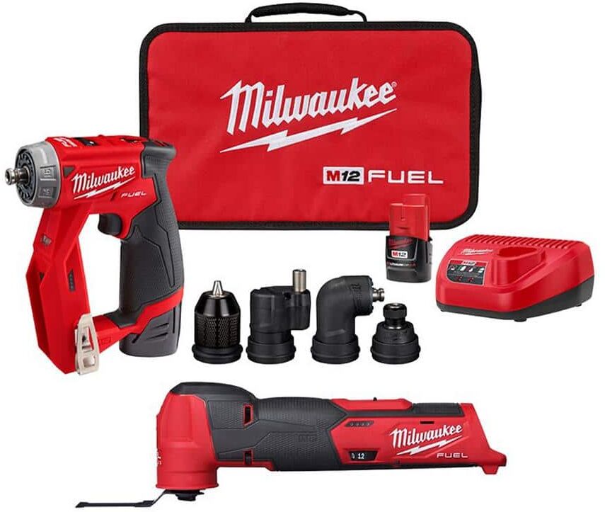 Milwaukee M12 FUEL 12V Lithium-Ion Brushless Cordless 4-in-1 Installation 3/8 in. Drill Driver & Multi-Tool Combo Kit (2-Tool)