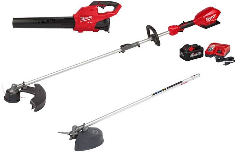 Milwaukee M18 FUEL 18V Lithium-Ion Brushless Cordless Electric String Trimmer/Blower Combo Kit w/Brush Cutter (3-Tool)