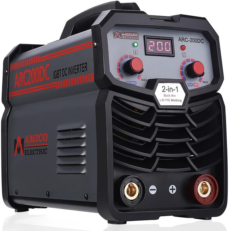 AMICO POWER ARC-200DC, 200 Amp Stick Arc Lift-TIG Inverter Welder, 80% Duty Cycle, 100-250V Wide Voltage, Compatible all Electrodes