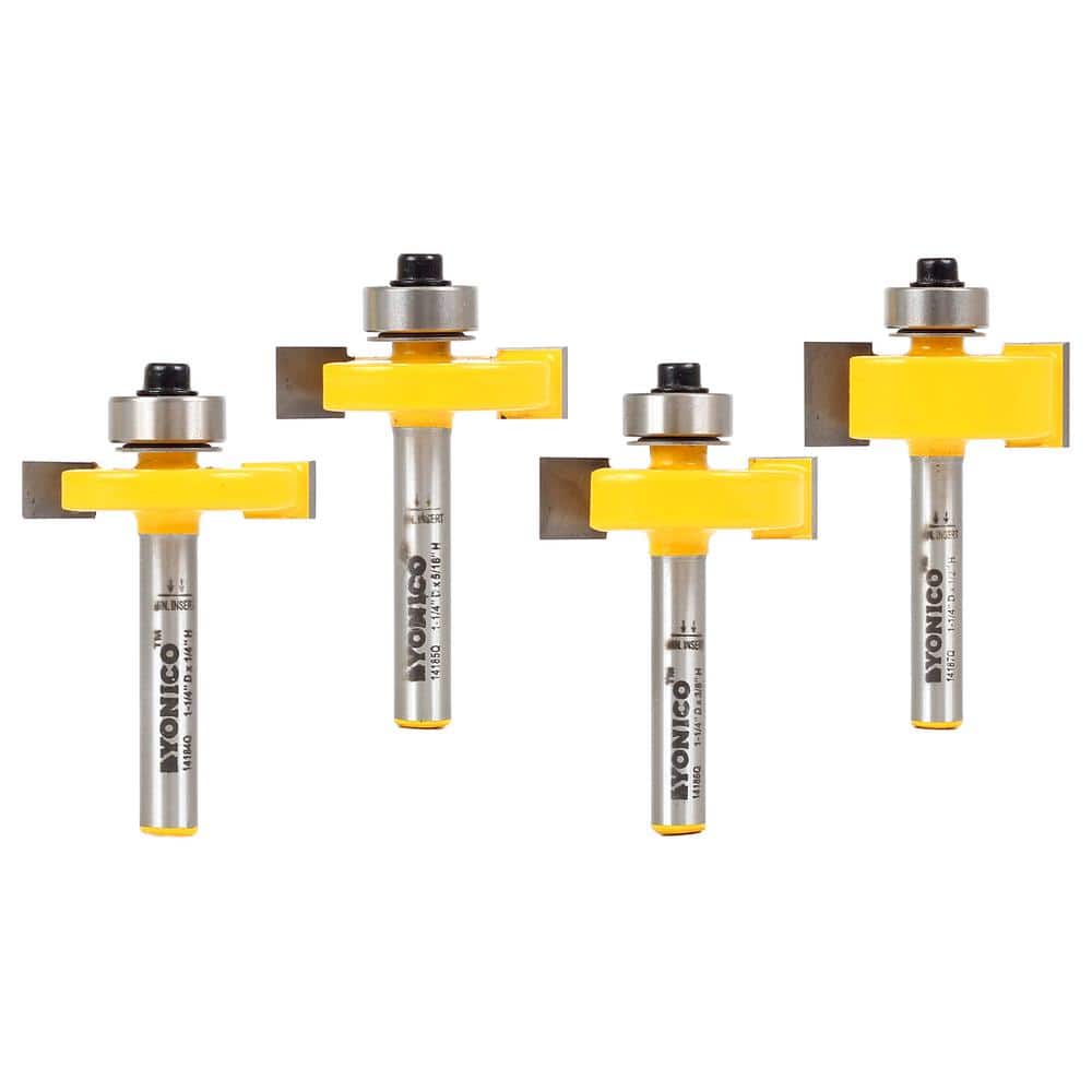 Yonico Slot Cutter 1/4 in. Shank Carbide Tipped Router Bit Set (4-Piece)