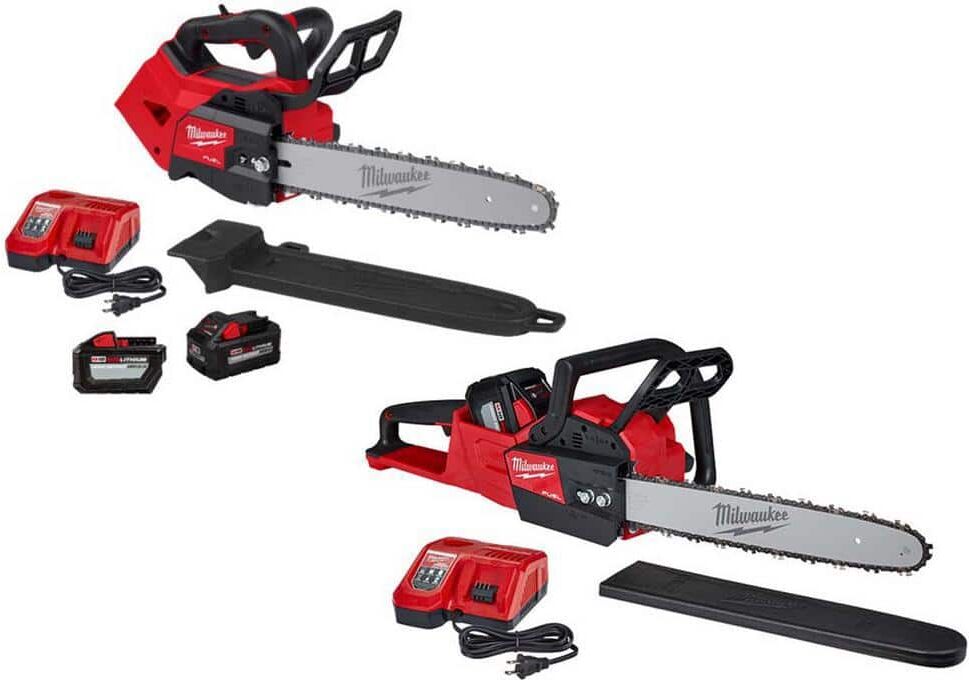 Milwaukee M18 FUEL 14 in. Top Handle 18V Lithium-Ion Brushless Cordless Chainsaw w/16 in. Chainsaw, 8.0 Ah, (2) 12.0 Ah Battery