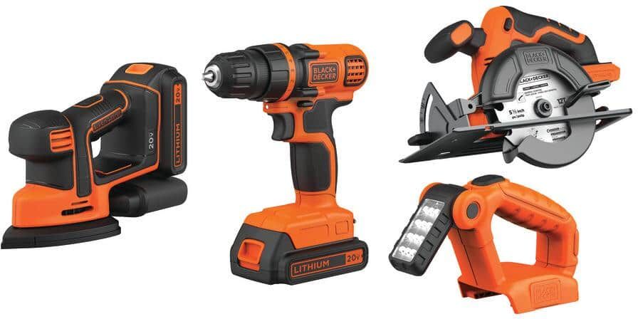 Black & Decker 20V Max Lithium-Ion Cordless 4 Tool Combo Kit with (2) 1.5Ah Batteries and Charger