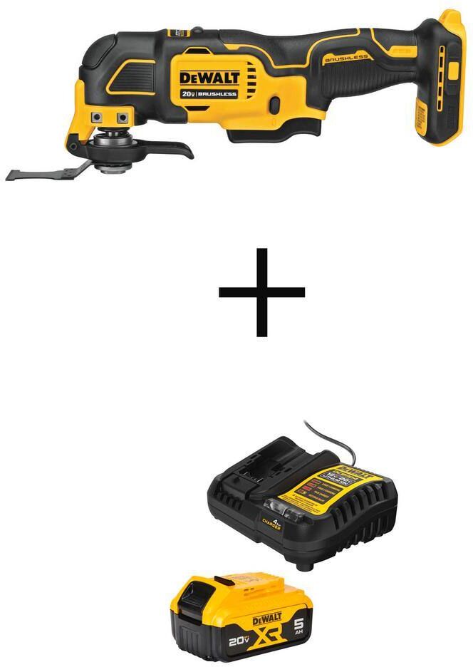 DeWalt ATOMIC 20V MAX Lithium-Ion Cordless Brushless Oscillating Multi Tool with 20V MAX XR 5 Ah Battery Pack and Charger