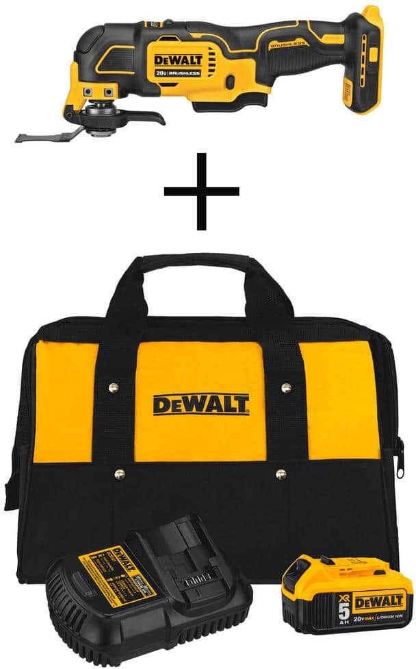 DeWalt ATOMIC 20V MAX Cordless Brushless Oscillating Multi Tool, (1) 20V Lithium-Ion 5.0Ah Battery, and Charger