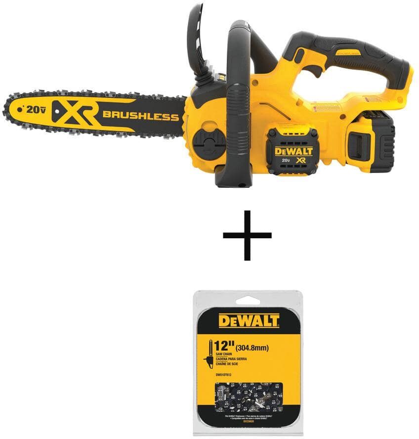 DeWalt 20V MAX 12in. Brushless Battery Powered Chainsaw Kit with (1) 5Ah Battery & Charger (45 Link)