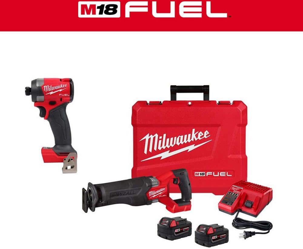 Milwaukee M18 FUEL 18-Volt Lithium-Ion Brushless Cordless SAWZALL Reciprocating Saw Kit with FUEL 1/4 in. Hex Impact Driver