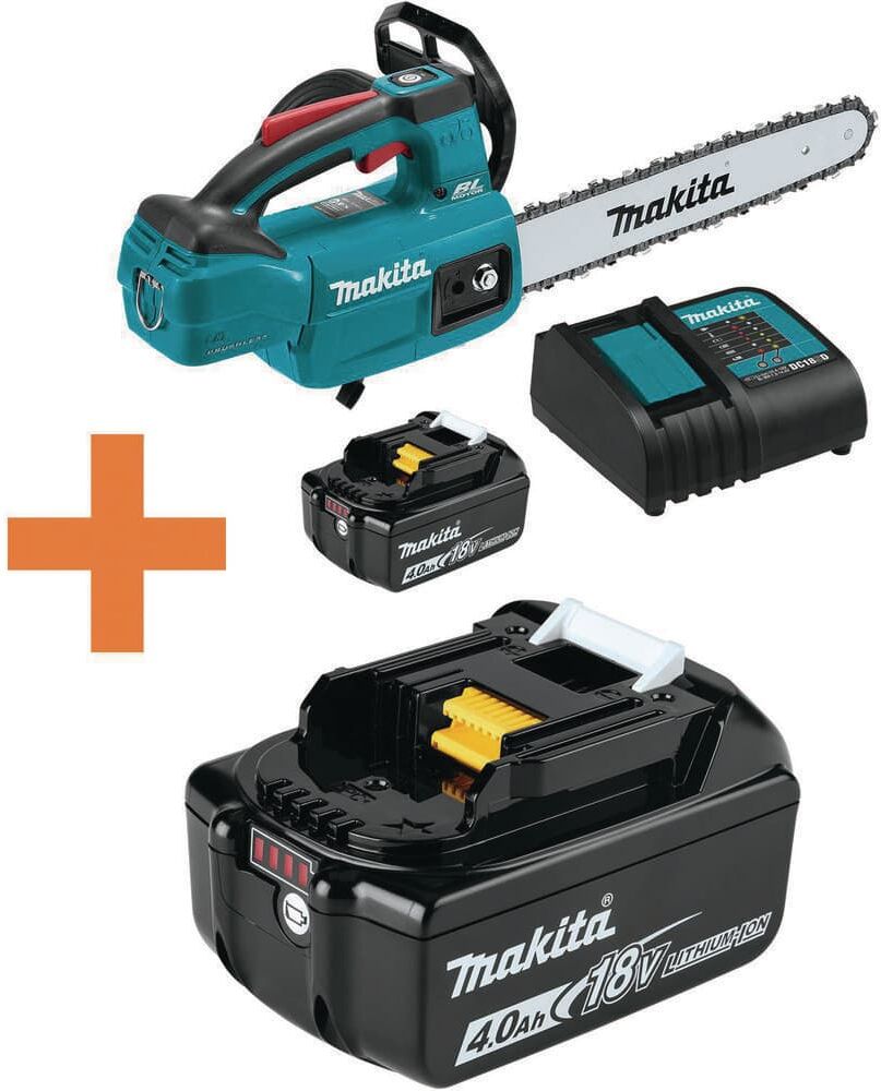 Makita LXT 12 in. 18V Lithium-Ion Brushless Top Handle Electric Chainsaw Kit (4.0 Ah) with Bonus 18V LXT Battery 4.0Ah