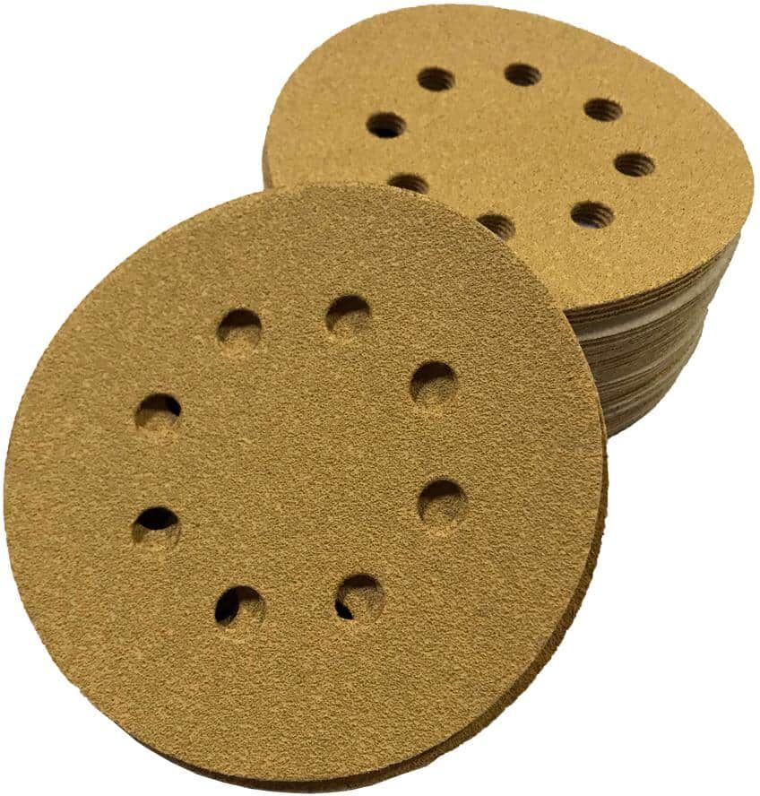 Sungold Abrasives 5 in. 8-Hole 40-Grit Premium Heavy F-Weight Aluminum Oxide Hook and Loop Sanding Discs (50 per Box)