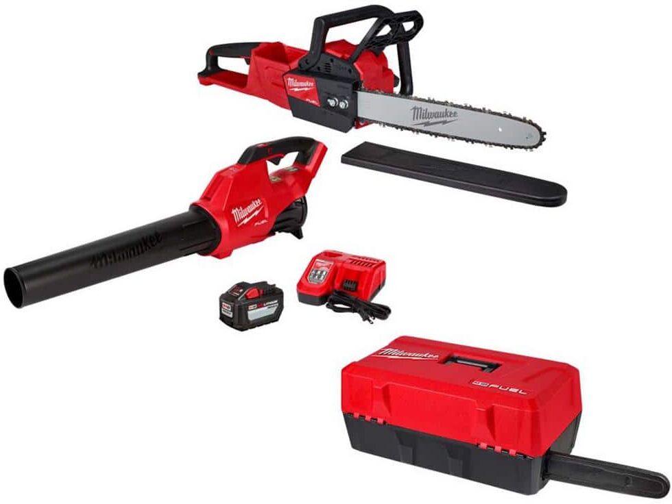 Milwaukee M18 FUEL 16 in. 18V Lithium-Ion Brushless Battery Chainsaw Kit with M18 FUEL Blower, Chainsaw Carrying Case