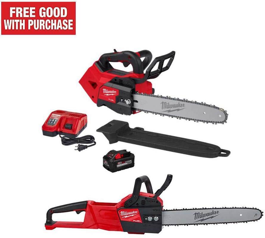 Milwaukee M18 FUEL 14 in. Top Handle 18V Lithium-Ion Brushless Cordless Chainsaw 8.0 Ah Kit w/16 in. Chainsaw (2-Tool)