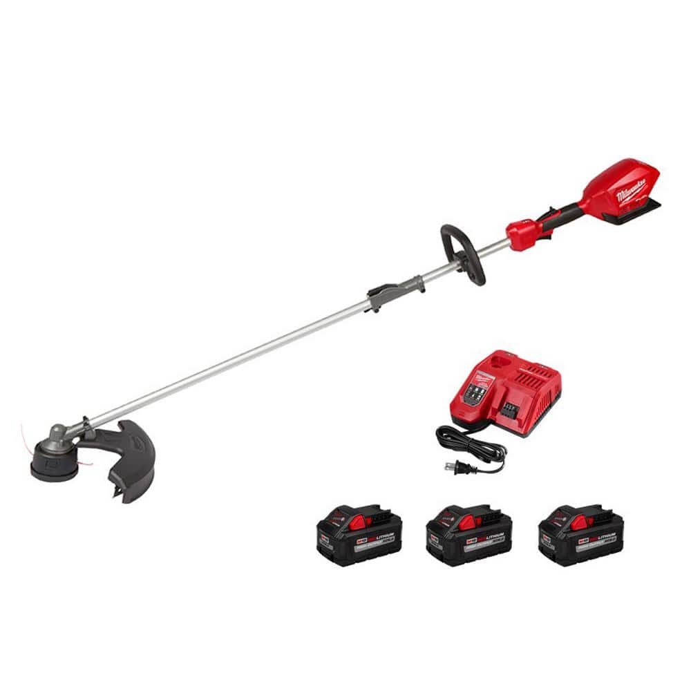 Milwaukee M18 FUEL 18V Lithium-Ion Brushless Cordless QUIK-LOK String Trimmer Kit with (3) 8.0Ah Batteries and (1) Rapid Charger
