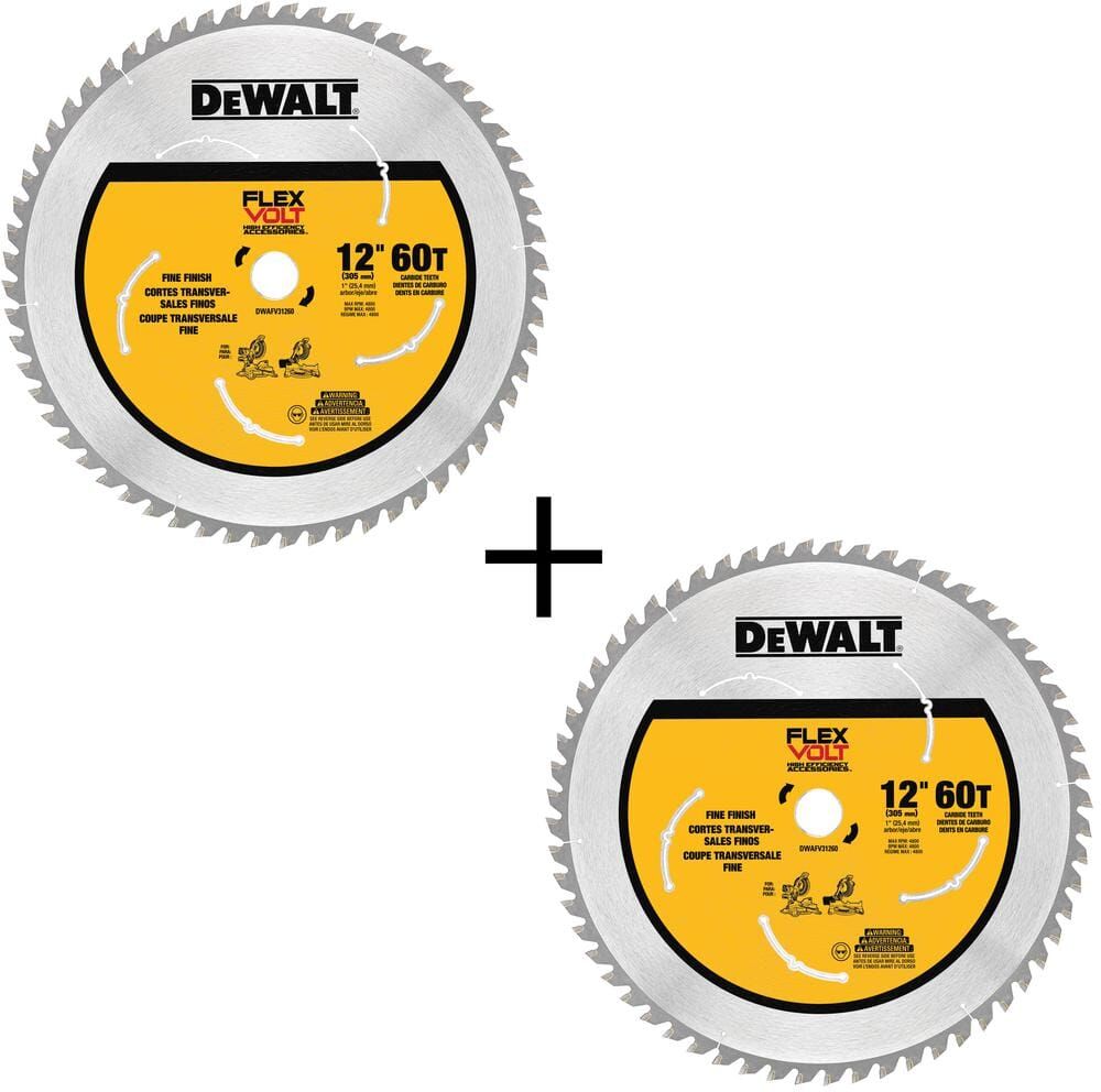 DeWalt FLEXVOLT 12 in. 60-Teeth Carbide-Tipped Miter Saw Blade (2-Pack)