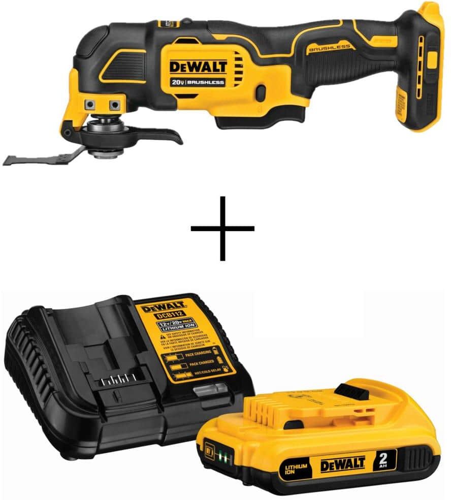 DeWalt ATOMIC 20V MAX Cordless Brushless Oscillating Multi Tool, (1) 20V 2.0Ah MAX Li-Ion Battery, and Charger