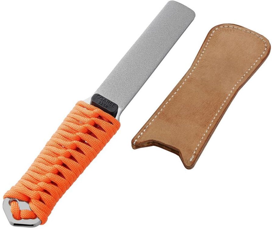 Sharpal Dual-Grit Diamond Stone File with Leather Strop, Sharpening Knife Axe Hatchet Lawn Mower Garden Shear and All Blade Edge