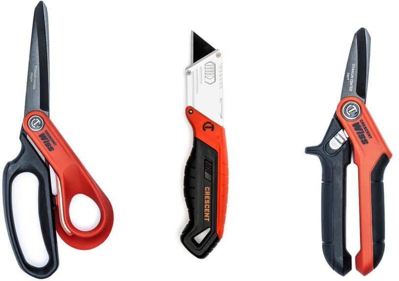 Crescent Pro Cutting Scissors, Utility Shears and Folding Utility Knife Tool Set (3-Piece)