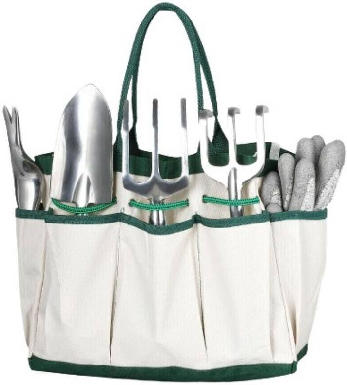 ITOPFOX 9-Piece Garden Tool Set Portable Heavy Duty Gardening Kit with Plant Rope Glove