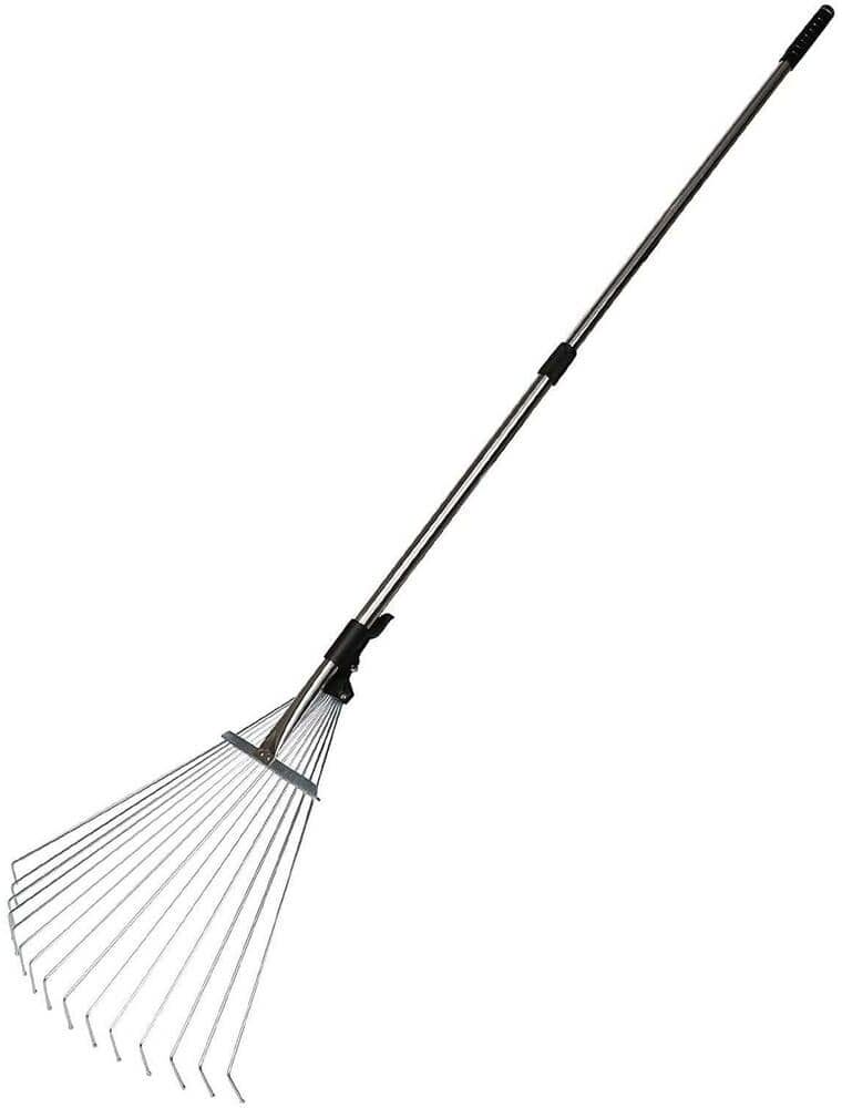 62.6 in. Garden Leaf Rake Adjustable Lightweight Telescopic Metal Rake