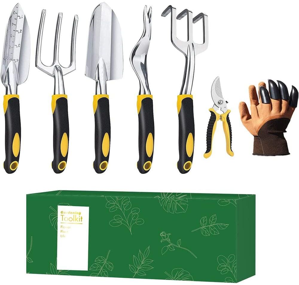 7-Piece Heavy-Duty Gardening Tools with Garden Gloves, Garden Tool Set