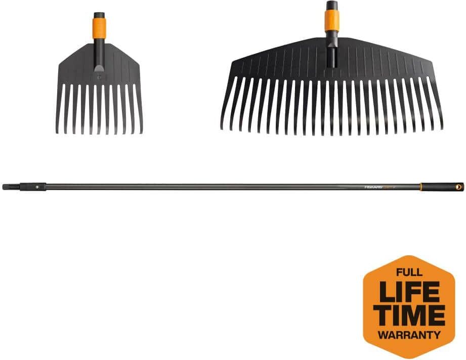 Fiskars 3-Piece Quikfit Leaf and Shrub Rake Attachments Garden Tool Set