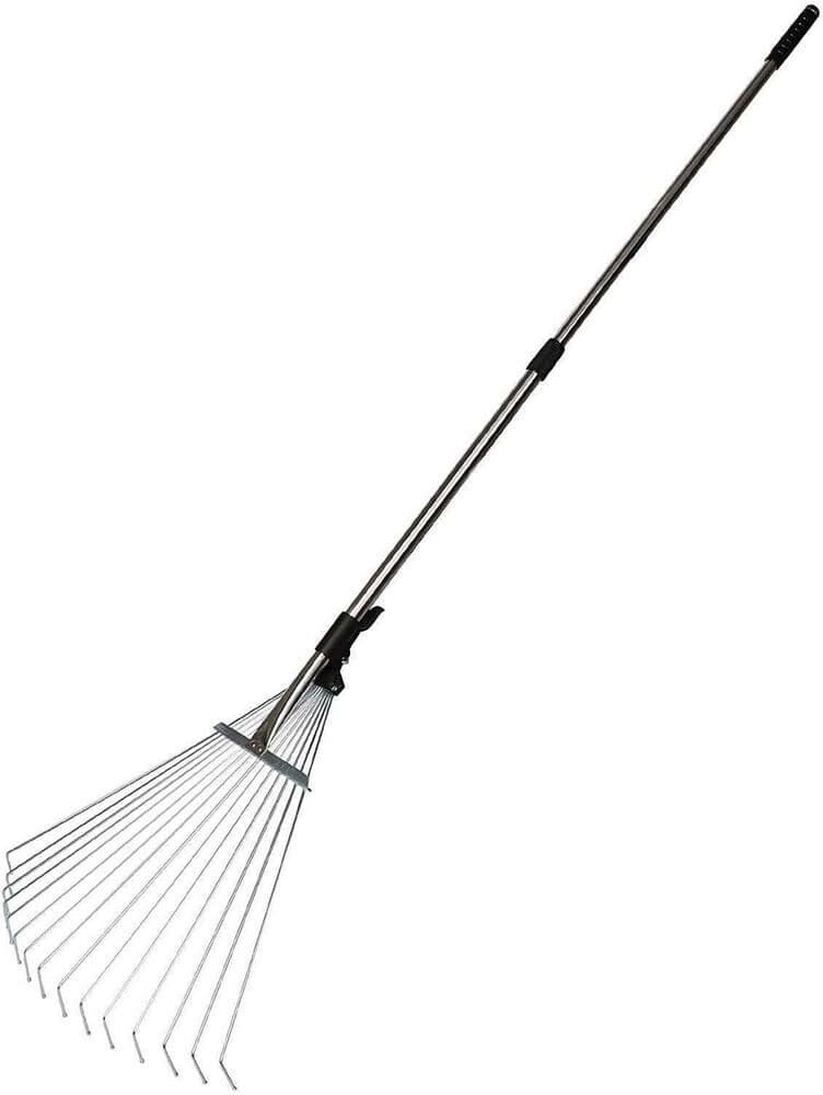 Cisvio 62.6 in. Garden Leaf Rake Adjustable Lightweight Telescopic Metal Rake