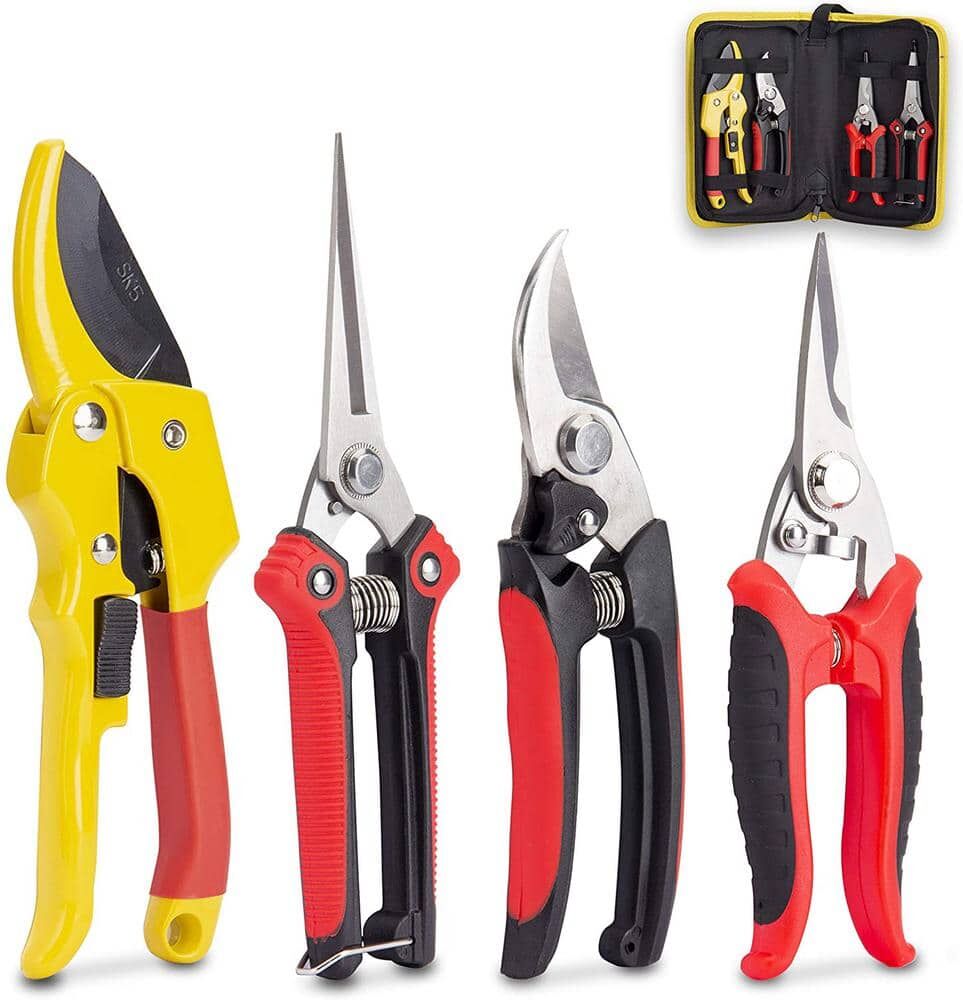 4-Piece Professional Bypass Pruners Set, Garden Tools Set