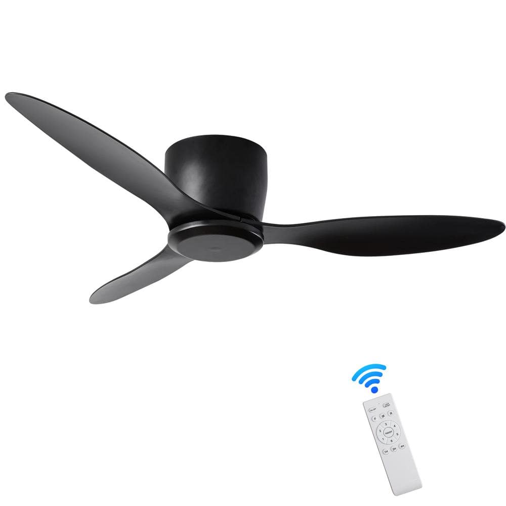 52 in. Indoor Black Ceiling Fan with Remote Included for Bedroom, Kitchen or Living Room
