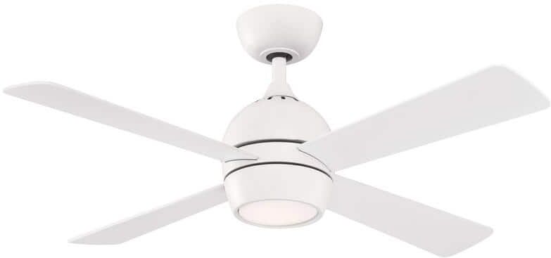 FANIMATION Kwad 44 in. Integrated LED Matte White Ceiling Fan with Opal Frosted Glass Light Kit and Remote Control