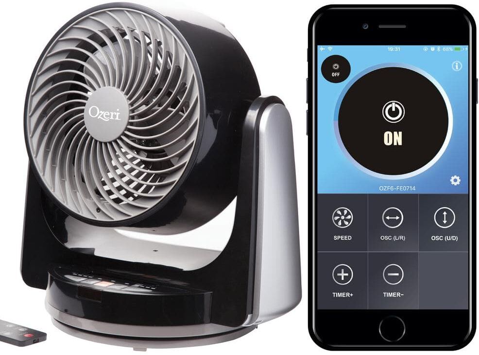 Ozeri Brezza III Dual Oscillating 10 in. High Velocity Desk Fan with Bluetooth Technology