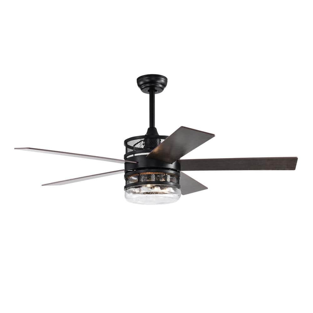 Modland Light Pro 52 in. Indoor Black Standard Ceiling Fan with Remote Control for Kitchen,Blade Span 24 in. (No bulbs Include)