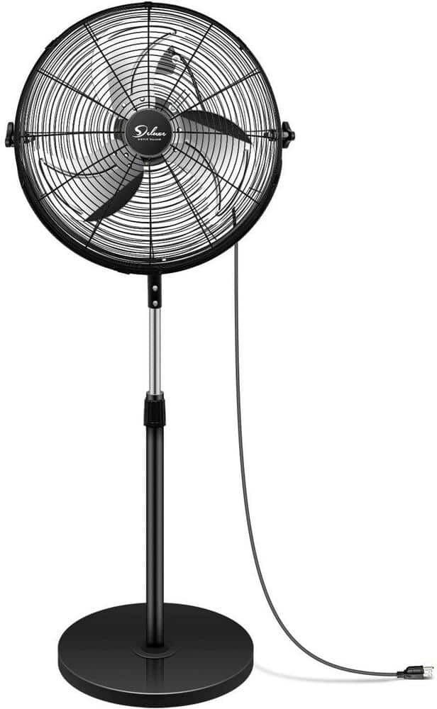 Aoibox 20 in. Black Pedestal Standing Fan, High Velocity, Heavy Duty Metal For Industrial, Commercial, Residential, Greenhouse