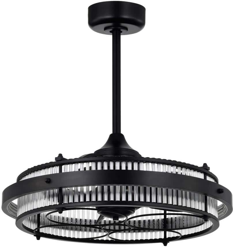 Warehouse of Tiffany Daciana 28 in. 1-Light Indoor Matte Black Finish Ceiling Fan with Light Kit