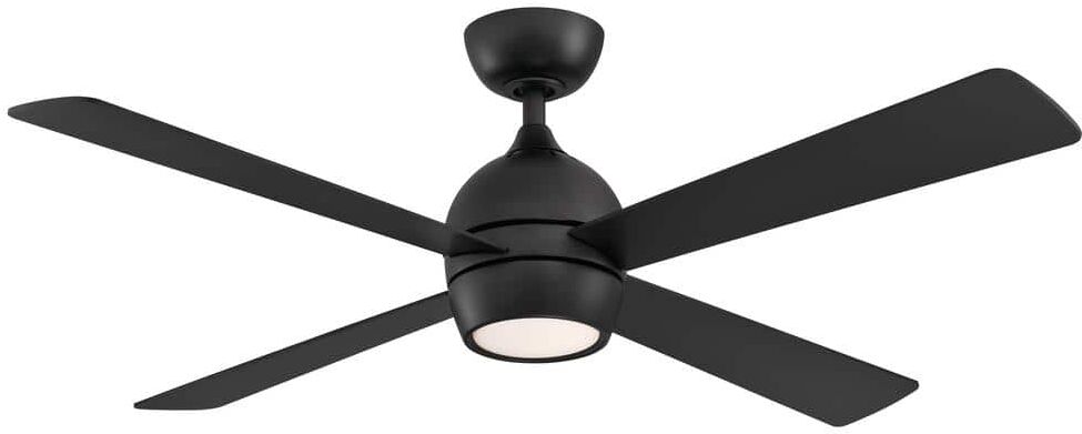 FANIMATION Kwad 52 in. Integrated LED Black Ceiling Fan with Opal Frosted Glass Light Kit and Remote Control