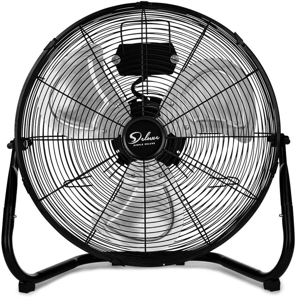 Aoibox 18 in. 3-Speed High-Velocity Industrial Heavy-Duty Metal Floor Fan in Black with Tilting Head for Outdoor/Indoor Use