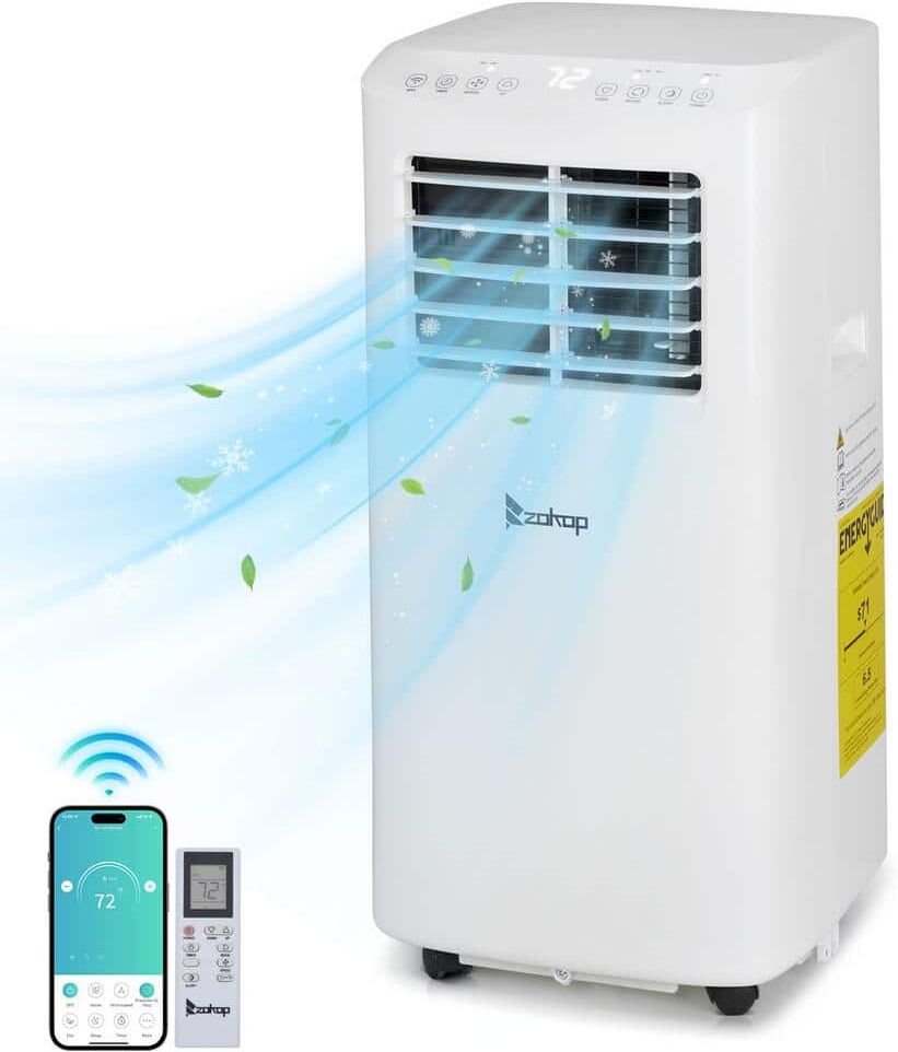 Winado 5100 BTU (DOE) WIFI Portable Air Conditioner Cools 200 Sq. Ft. with Dehumidifier and Remote in White