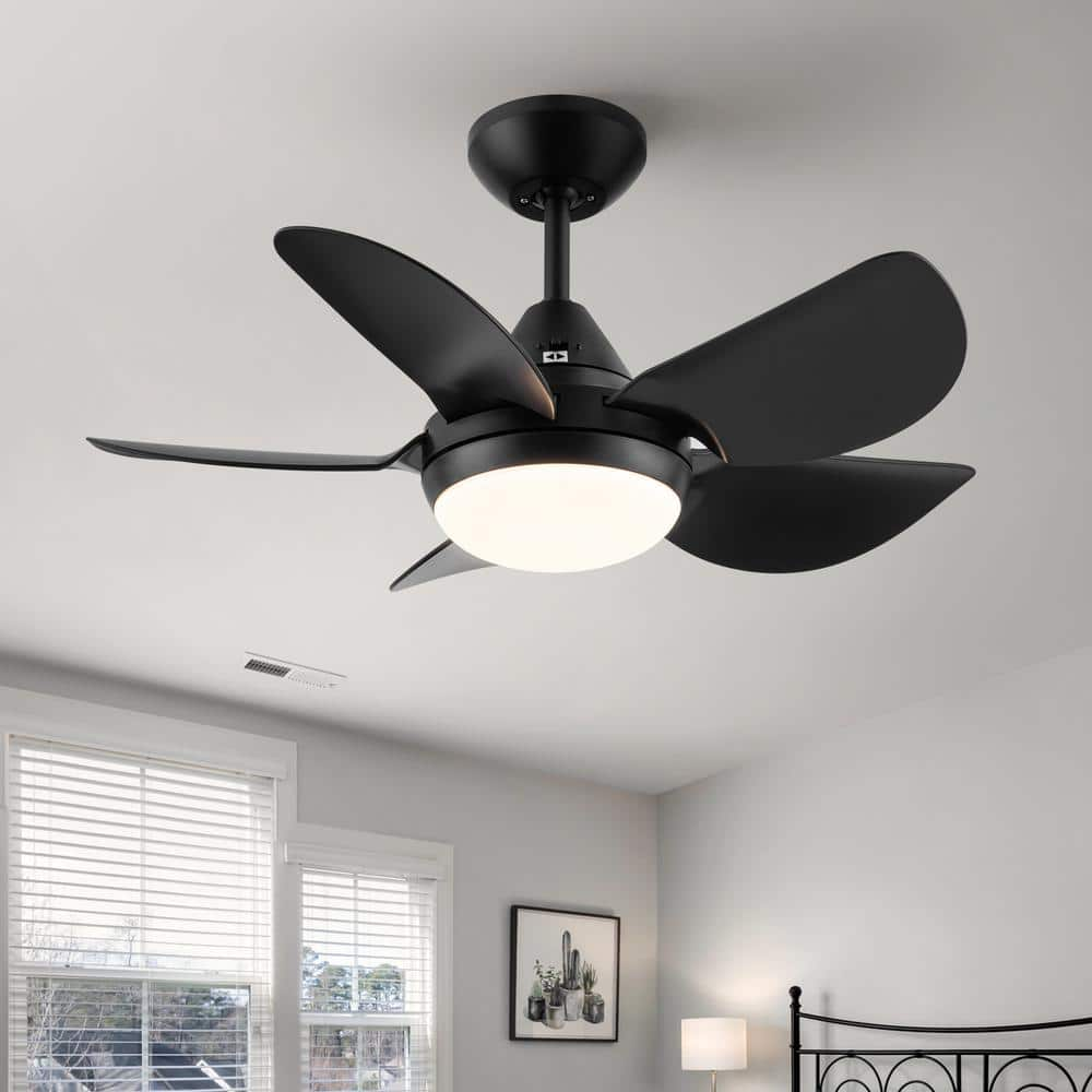 YUHAO 30 in. Integrated LED Indoor Ceiling Fan in Matte Black with Remote Control