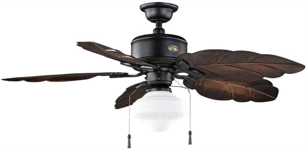 Hampton Bay Nassau 52 in. Indoor/Outdoor LED Gilded Iron Wet Rated Ceiling Fan with Light Kit and 5 Weather Resistant Blades