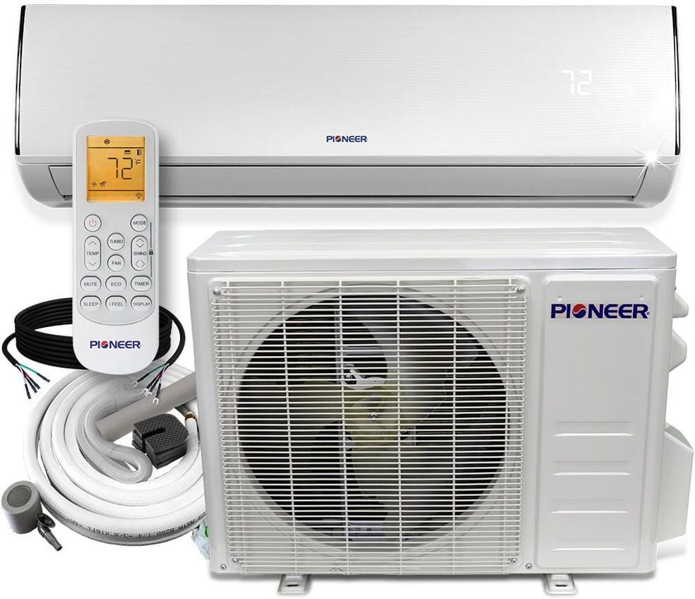 Pioneer Low-Ambient 18,000 BTU 1.5 Ton 19 SEER Ductless Mini Split Wall Mounted Inverter Air Conditioner with Heat Pump 208/230V