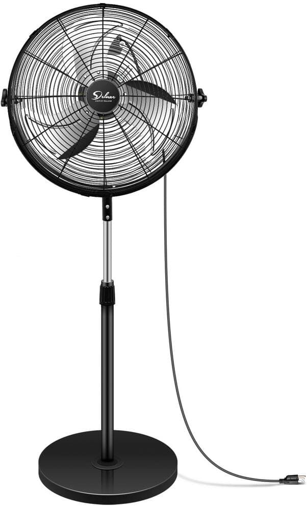 Xppliance 18 in. Pedestal Standing Fan, Heavy Duty Metal For Industrial, Commercial, Residential, Greenhouse Use, Black