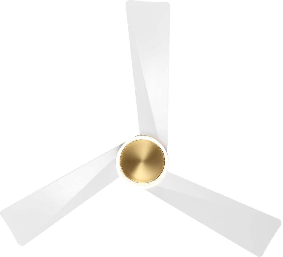 MLiAN 52 in. 3-ABS Blades White and Gold Indoor Ceiling Fan with LED light belt and Remote