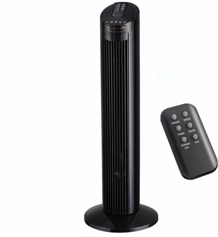 Kahomvis 29 in. 3 fan speeds Oscillating Tower Fan in Black with Top Mounted Remote