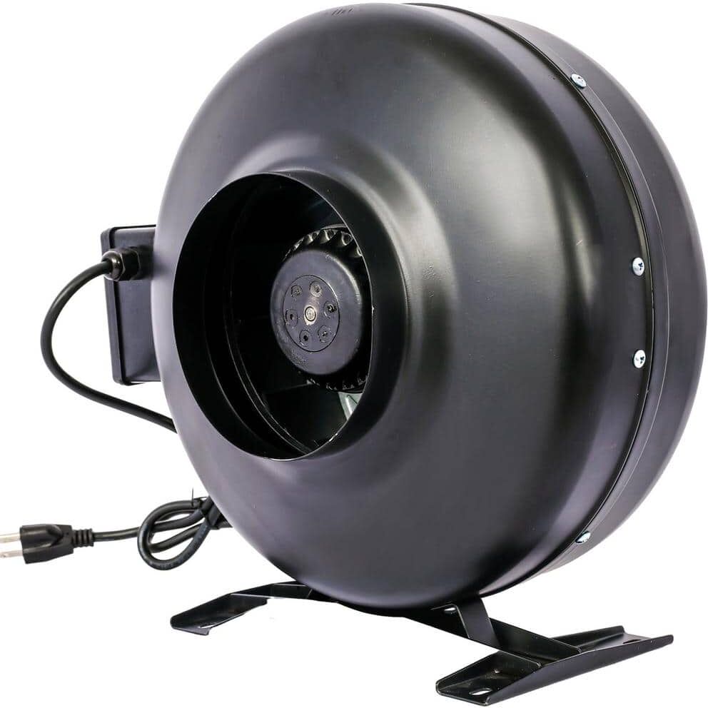 Amucolo 6 in. 412 CFM Inline Duct Fan: Air Circulation Vent Blower Floor Fan in Black for Hydroponics, Basements, and Kitchens