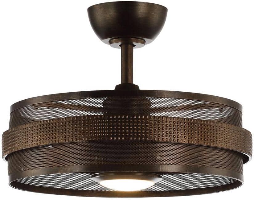 Parrot Uncle 21 in. Indoor Rust Bronze Integrated LED Metal Cage Ceiling Fan with Light and Remote Control