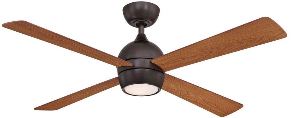 FANIMATION Kwad 52 in. Integrated LED Dark Bronze Ceiling Fan with Opal Frosted Glass Light Kit and Remote Control